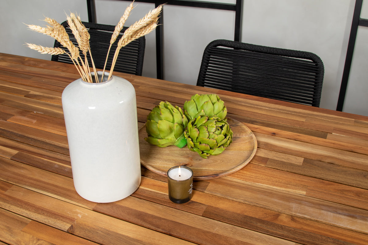 Bois & Lindos Spisebord 205x90 + Spisestole Sort