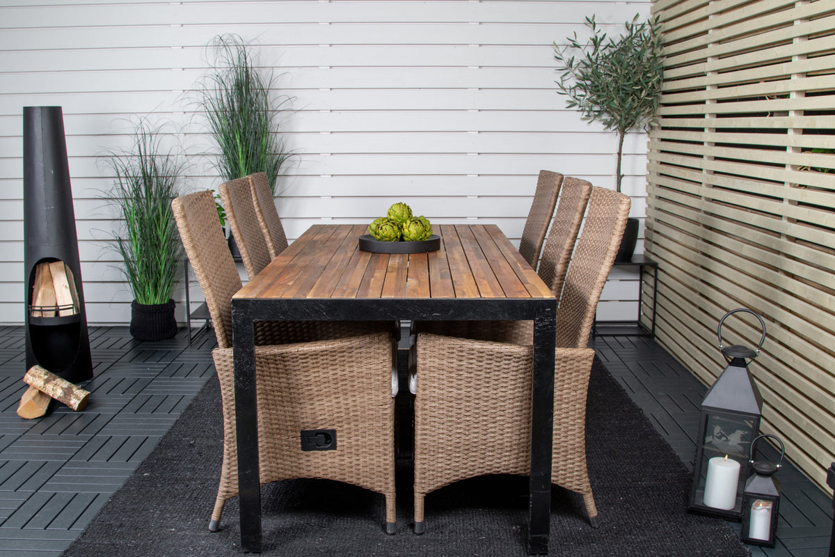 Padova & Bois Reclinerstole Natur + Rektangulære Spisebord 205x90x75 Natur