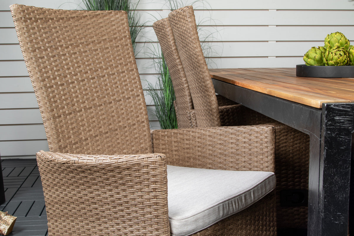 Padova & Bois Reclinerstole Natur + Rektangulære Spisebord 205x90x75 Natur