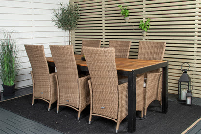 Padova & Bois Reclinerstole Natur + Rektangulære Spisebord 205x90x75 Natur