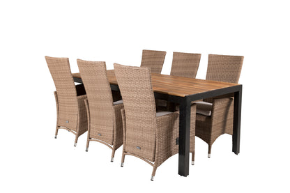 Padova & Bois Reclinerstole Natur + Rektangulære Spisebord 205x90x75 Natur