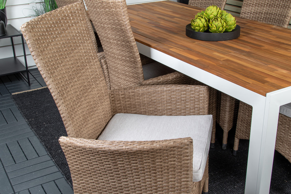 Padova & Bois Reclinerstole Natur + Rektangulære Spisebord 205x90 Natur