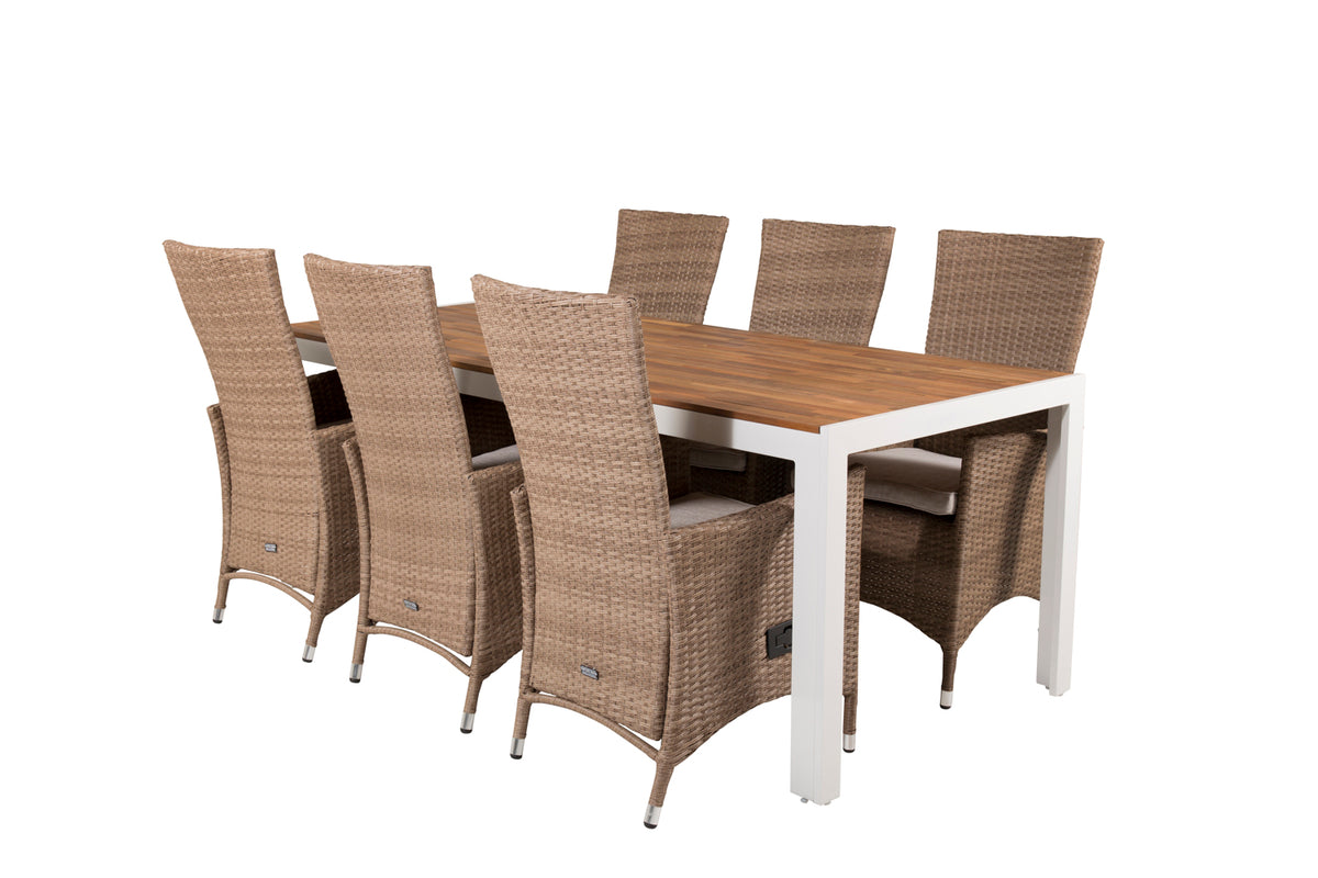 Padova & Bois Reclinerstole Natur + Rektangulære Spisebord 205x90 Natur