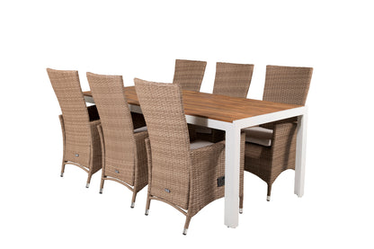 Padova & Bois Reclinerstole Natur + Rektangulære Spisebord 205x90 Natur