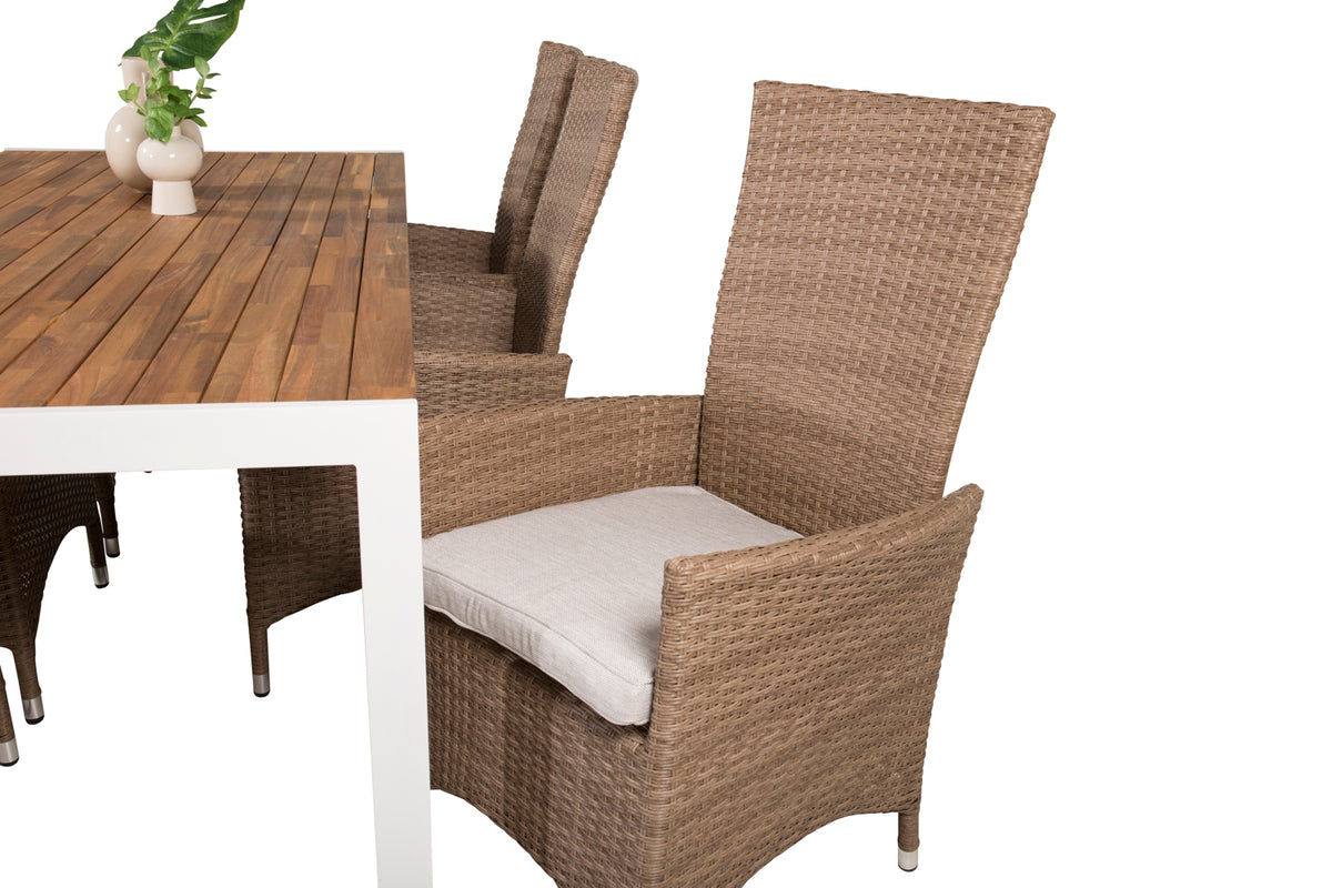 Padova & Bois Reclinerstole Natur + Rektangulære Spisebord 205x90 Natur
