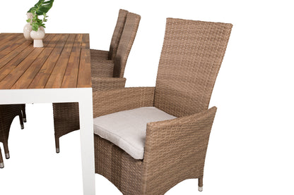 Padova & Bois Reclinerstole Natur + Rektangulære Spisebord 205x90 Natur