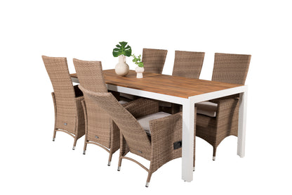 Padova & Bois Reclinerstole Natur + Rektangulære Spisebord 205x90 Natur