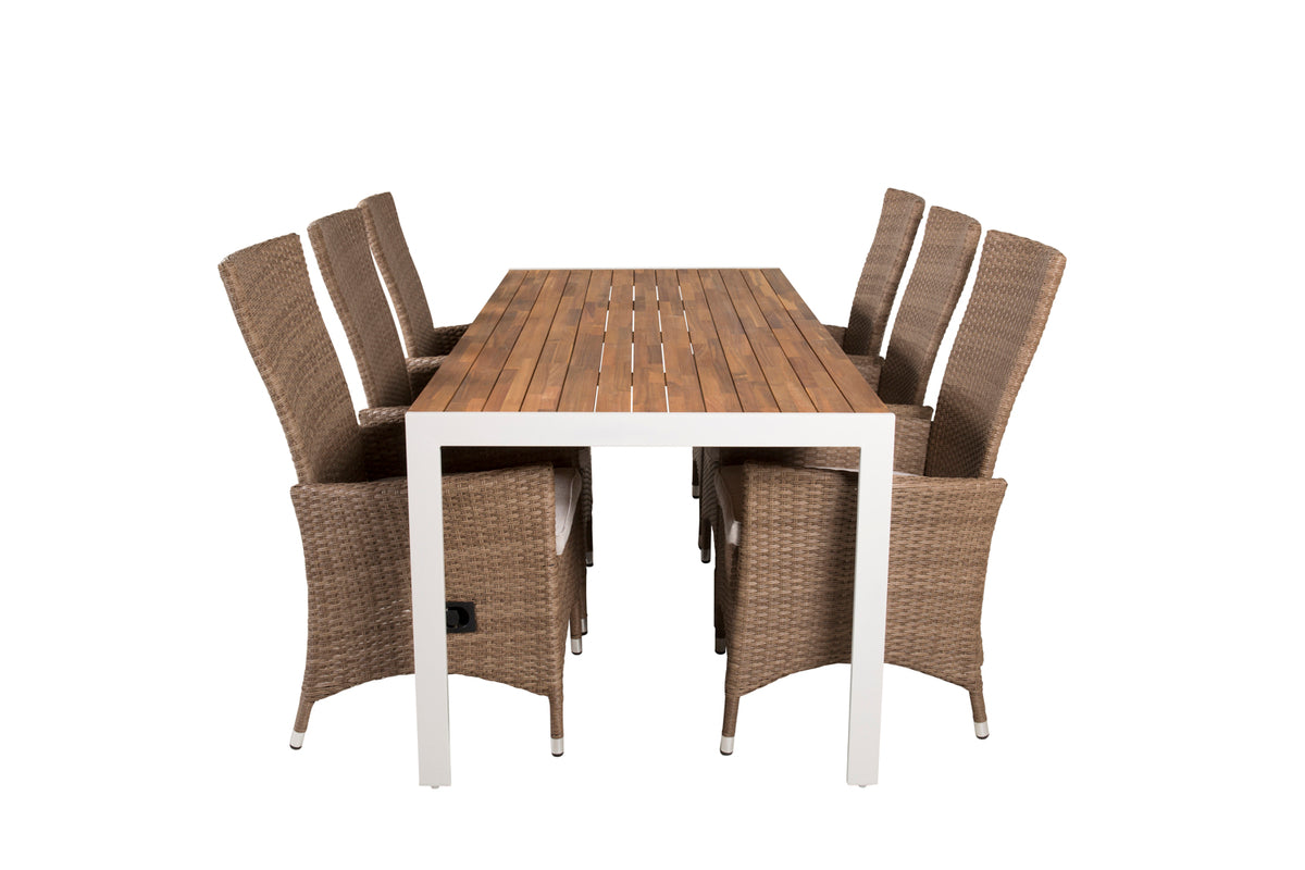 Padova & Bois Reclinerstole Natur + Rektangulære Spisebord 205x90 Natur