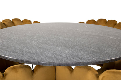 Spisebordsstol Gul + Rundt Spisebord 106 Mørkegrå