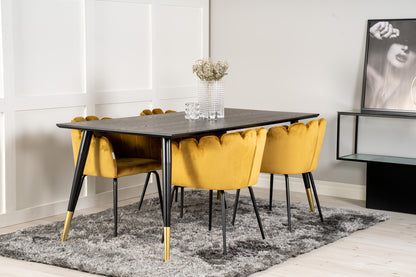 Spisebordsstol Gul + Rektangulært Spisebord 180 x 90 Sort