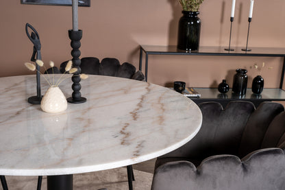 Spisebordsstol Grå + Rundt Spisebord 106 Hvid