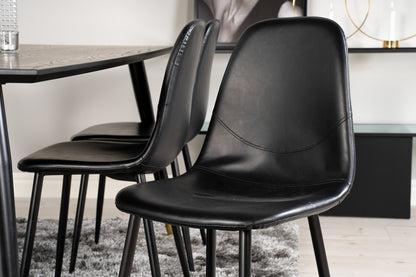 Rektangulært spisebord 180 x 90 Sort + Spisebordsstol 2-pak Sort