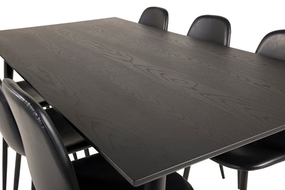 Rektangulært spisebord 180 x 90 Sort + Spisebordsstol 2-pak Sort