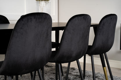 Rektangulært spisebord 180 x 90 Sort + Spisebordsstol 2-pak Sort