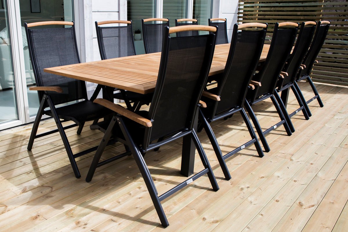 Venture Home Panama Spisebord 224x100 + Positionsstole Sort