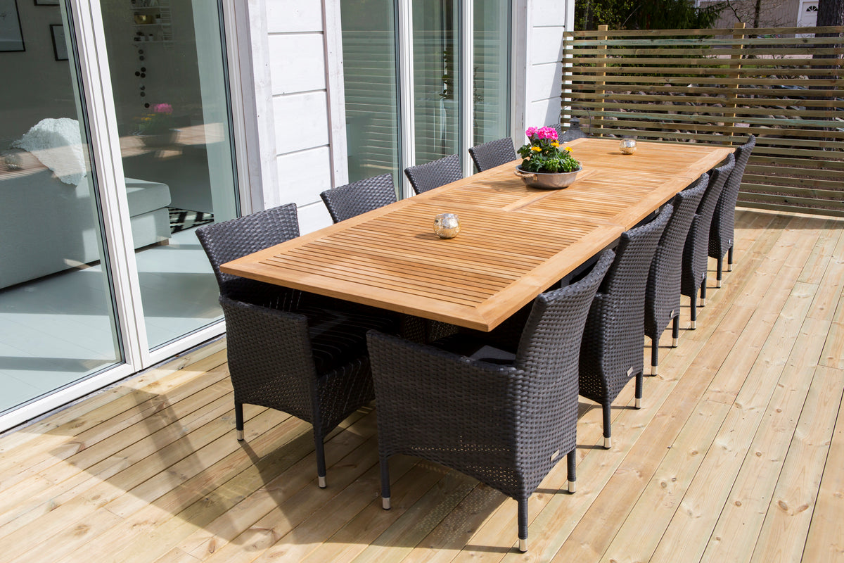 Venture Home Panama & Malin Spisebord 224x100 + Spisestole Sort