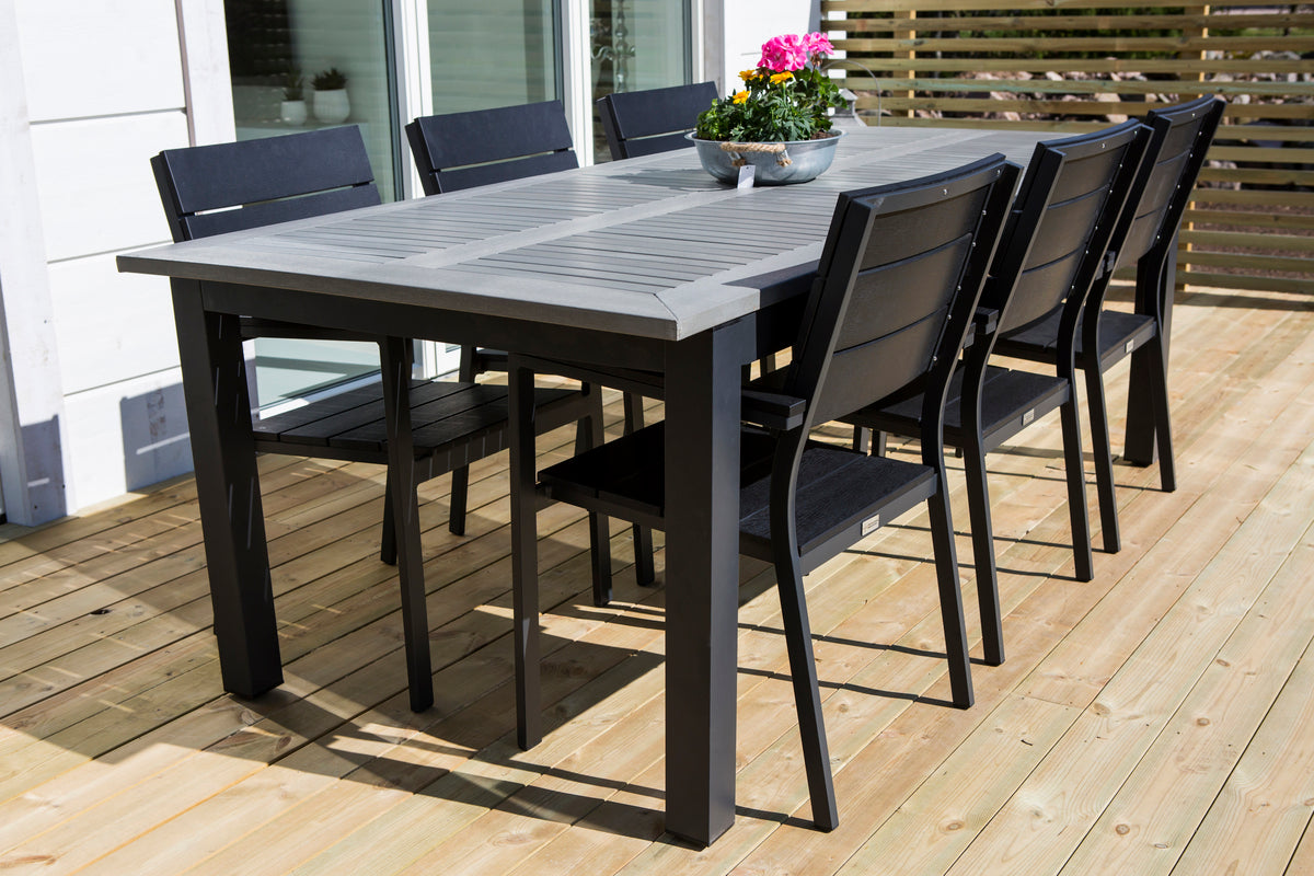 Venture Home Albany & Levels Spisebord 224x100 + Spisestole Sort