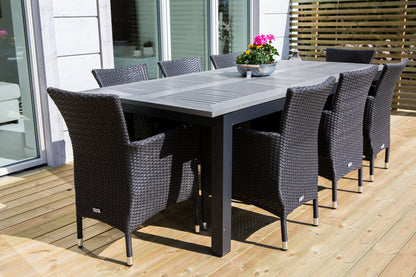 Venture Home Albany & Malin Spisebord 224x100 + Spisestole Sort