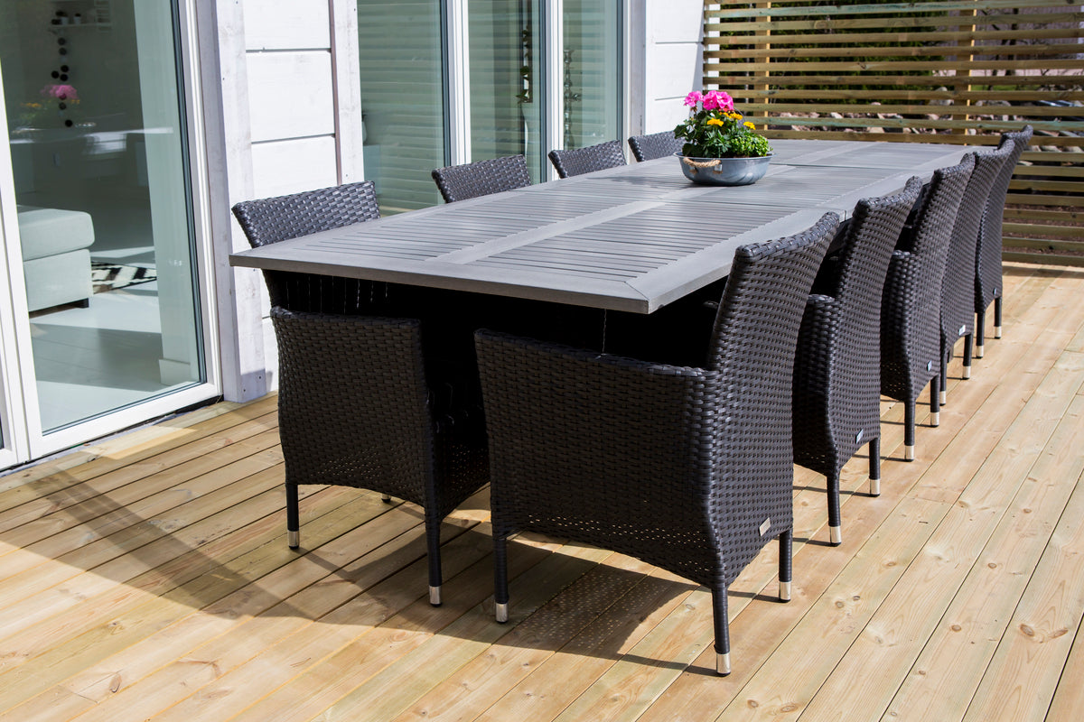 Venture Home Albany & Malin Spisebord 224x100 + Spisestole Sort