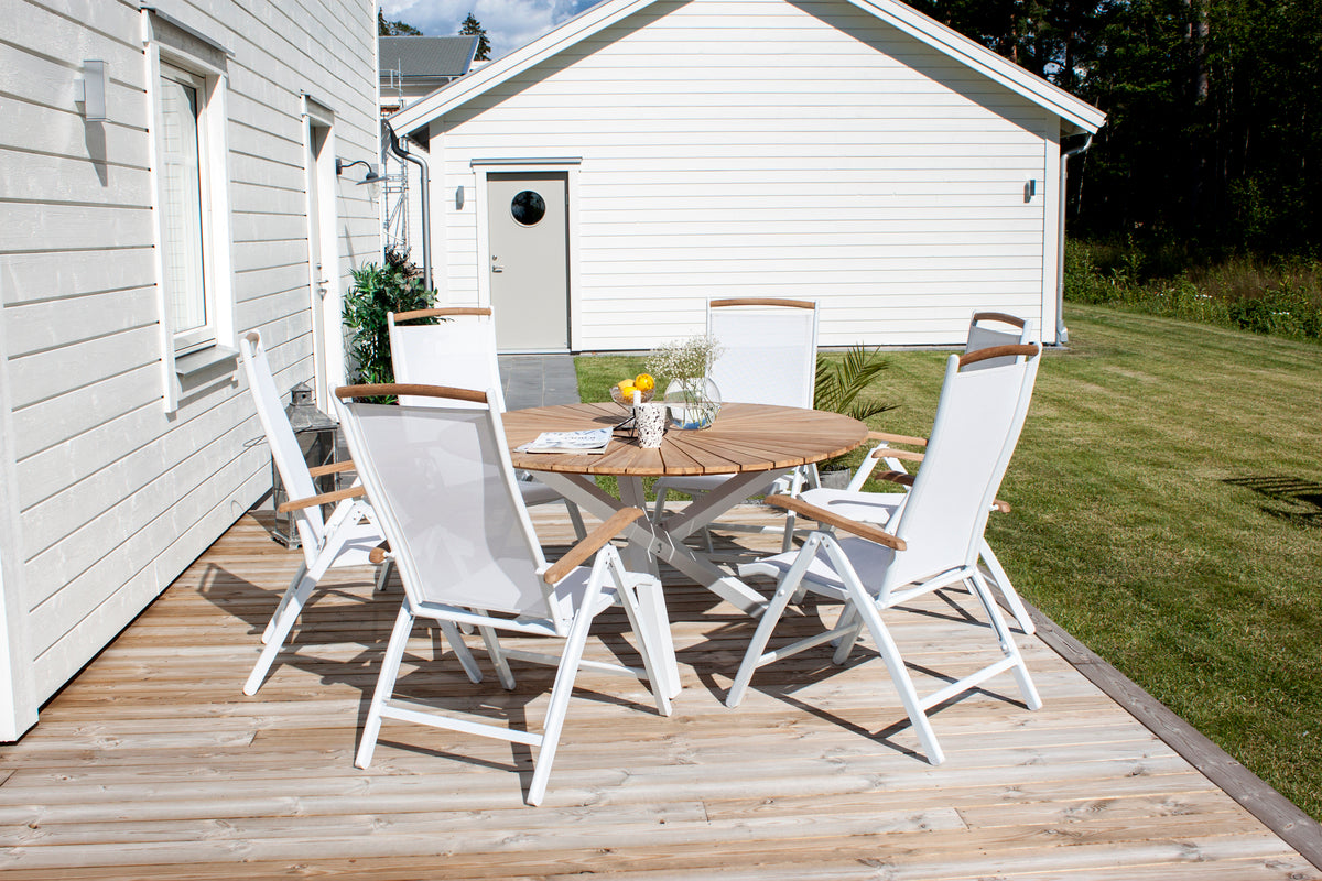 Panama & Mexico Positionsstole Hvid + Spisebord ⌀140