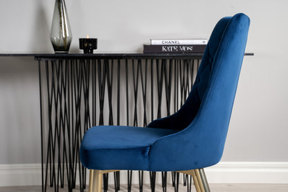 Rundt spisebord 115 Sort + Spisebordsstol 2-pak Blå