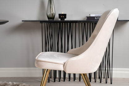 Rundt spisebord 115 Sort + Spisebordsstol 2-pak Beige