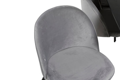 Guld & Velour Rektangulært Spisebord 180 x 85 Sort + Spisebordsstol 2-pak Grå