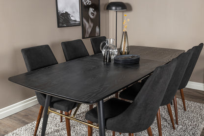 Rektangulært spisebord 180 x 85 Sort + Spisebordsstol 2-pak Sort