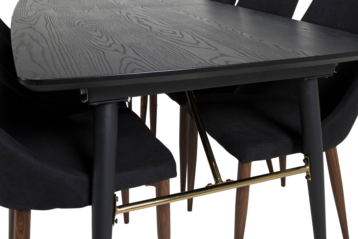 Rektangulært spisebord 180 x 85 Sort + Spisebordsstol 2-pak Sort