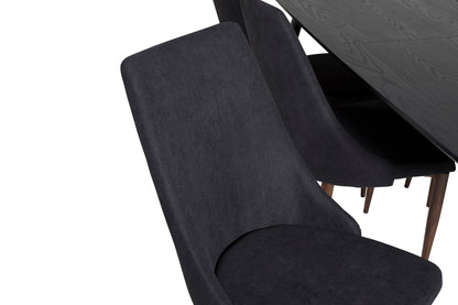 Rektangulært spisebord 180 x 85 Sort + Spisebordsstol 2-pak Sort