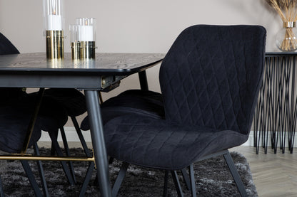 Rektangulært spisebord 180 x 85 Sort + Spisebordsstol 2-pak Sort