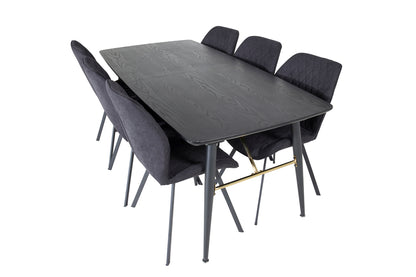 Rektangulært spisebord 180 x 85 Sort + Spisebordsstol 2-pak Sort