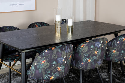 Rektangulært spisebord 180 x 85 Sort + Spisebordsstol 2-pak Sort