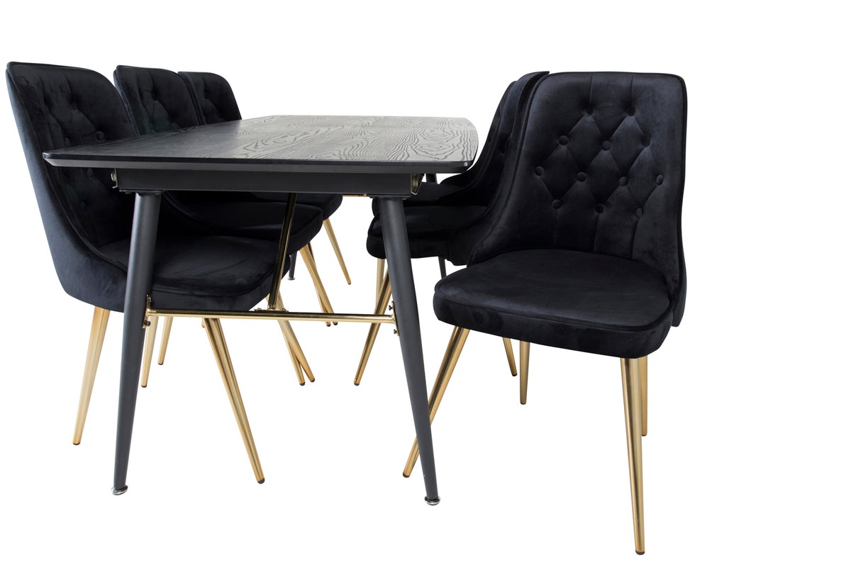 Rektangulært spisebord 180 x 85 Sort + Spisebordsstol 2-pak Sort