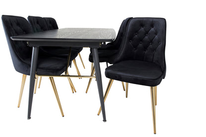 Rektangulært spisebord 180 x 85 Sort + Spisebordsstol 2-pak Sort