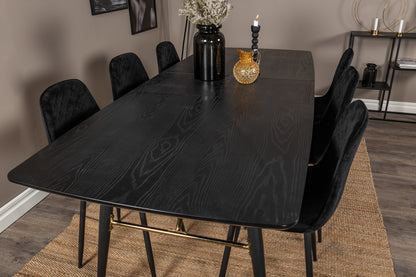 Rektangulært spisebord 180 x 85 Sort + Spisebordsstol 2-pak Sort
