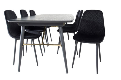 Rektangulært spisebord 180 x 85 Sort + Spisebordsstol 2-pak Sort