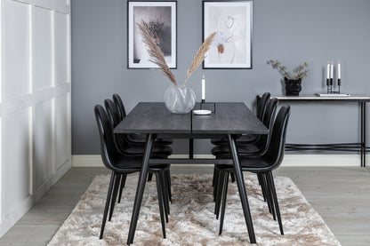 Rektangulært spisebord 195 x 95 Sort + Spisebordsstol 2-pak Sort