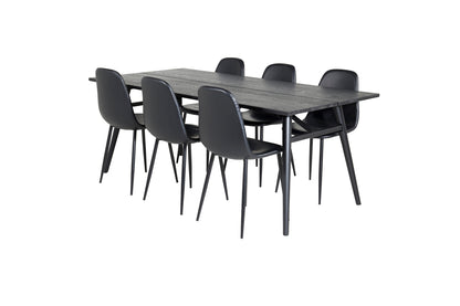 Rektangulært spisebord 195 x 95 Sort + Spisebordsstol 2-pak Sort