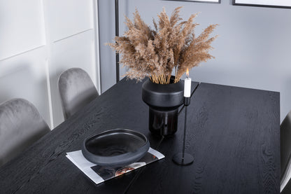 Sleek & Polar rektangulært spisebord 195 x 95 sort + spisebordsstol 2-pak grå
