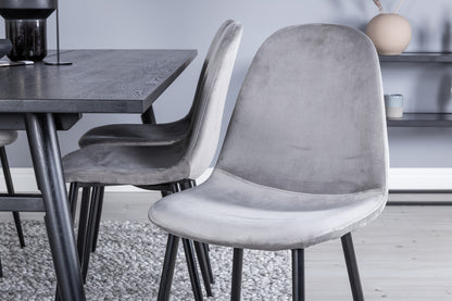 Sleek & Polar rektangulært spisebord 195 x 95 sort + spisebordsstol 2-pak grå