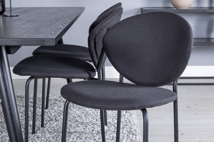 Sleek & Vault rektangulært spisebord 195 x 95 sort + spisebordsstol 2-pak sort