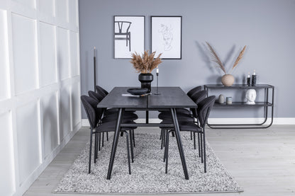 Sleek & Vault rektangulært spisebord 195 x 95 sort + spisebordsstol 2-pak sort