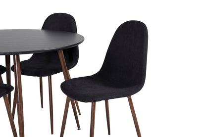 Rundt spisebord 100 Sort + Spisebordsstol 2-pak Sort