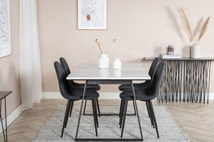 Estelle & Polar Rektangulært Spisebord 140 x 90 Sort + Spisebordsstol 2-pak Sort