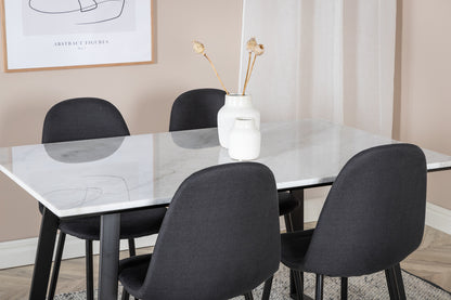 Estelle & Polar Rektangulært Spisebord 140 x 90 Sort + Spisebordsstol 2-pak Sort