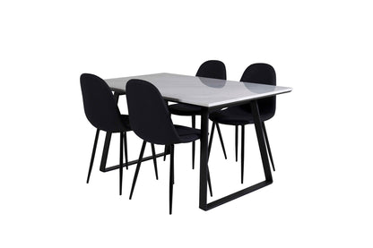 Estelle & Polar Rektangulært Spisebord 140 x 90 Sort + Spisebordsstol 2-pak Sort