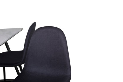 Estelle & Polar Rektangulært Spisebord 140 x 90 Sort + Spisebordsstol 2-pak Sort