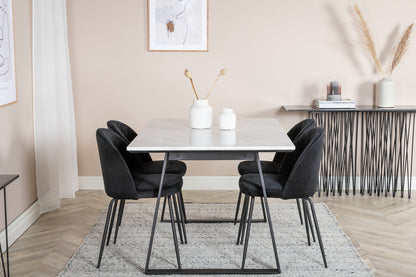 Wrinkles & Estelle Spisebordsstol 2-pak Sort + Rektangulært Spisebord 140 x 90 Sort