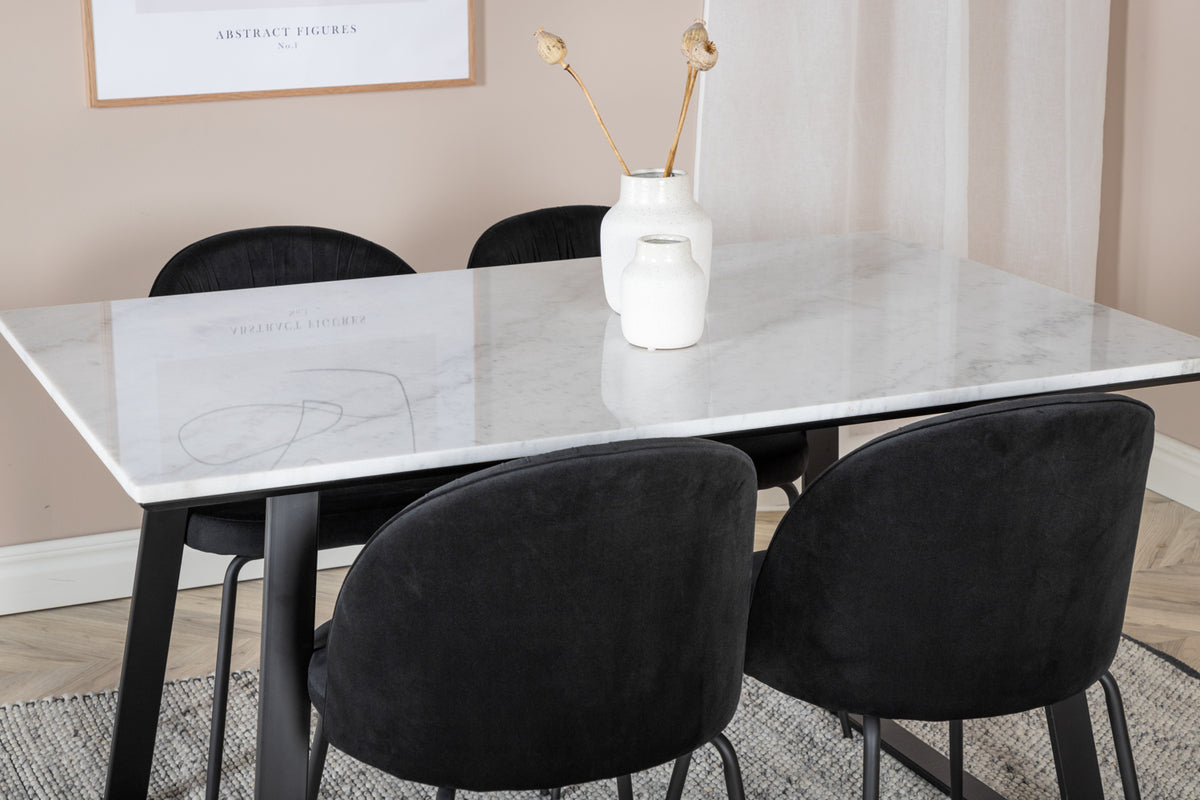 Wrinkles & Estelle Spisebordsstol 2-pak Sort + Rektangulært Spisebord 140 x 90 Sort